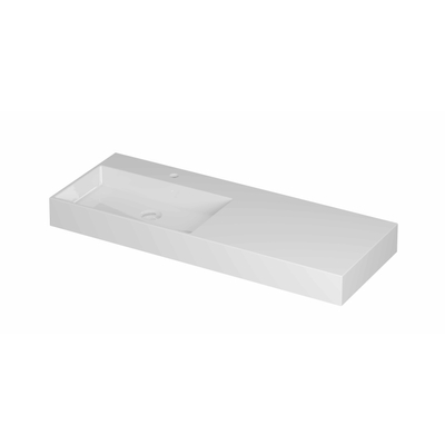 INK United wastafel - 120x45x11cm porselein links met 1 kraangat incl. porseleinen click plug en verborgen overloop systeem - glans wit