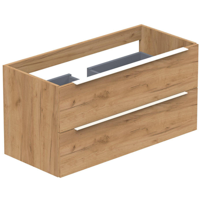 Thebalux Type onderbouwkast 100x45x50cm opbouwgreep wit mat 2 softclose lades standaard greep MDF/spaanderplaat carbon wood