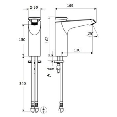 Schell Xeris SC HD M zelfsluitendes wastafelkraan medium v. gemengd water chroom