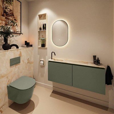 MONDIAZ TURE-DLUX 120cm toiletmeubel Army. EDEN wastafel Frappe positie links. Met 1 kraangat.