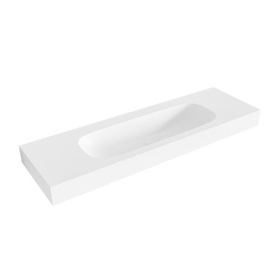 Mondiaz STOR MEDIUM Vrijhangende wastafel - 150cm - wasbak midden - rand 12cm - Solid surface Talc