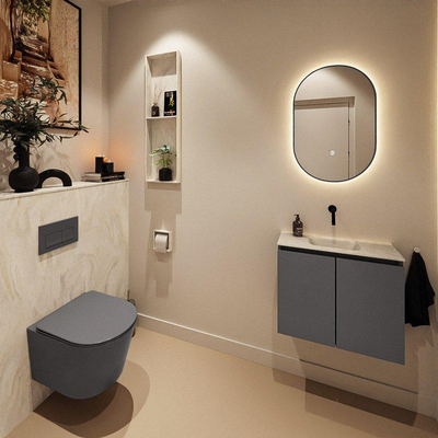 MONDIAZ TURE-DLUX 60cm toiletmeubel Dark Grey. EDEN wastafel Ostra positie midden. Zonder kraangat.