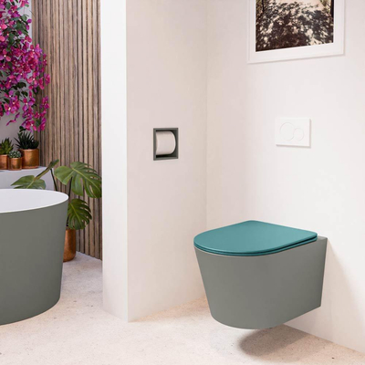 MONDIAZ LAVIE wandclosetpack - 36x53cm - diepspoel - rimless - Smoke (grijs) - softclose - quick-release - toiletzitting - Smag (blauw)