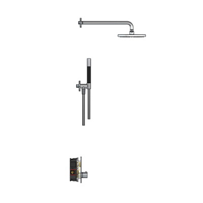 Hotbath Cobber IBS23 Regendoucheset inbouw - 35cm wandarm - 20cm ronde hoofddouche - staafhanddouche - chroom