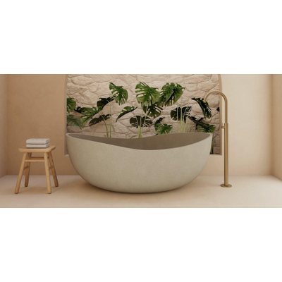 Ideavit Idea.sense vrijstaande badkuip - 160x97.5x58cm - incl. pup-up afvoer - beton D1