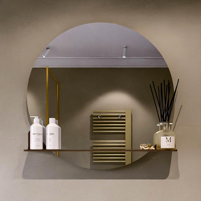 Mondiaz SPOT Badkamerspiegel - rond 80cm - spiegelplanchet - kleur Rust