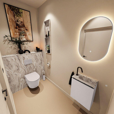 MONDIAZ TURE-DLUX 40cm toiletmeubel Cale. EDEN wastafel Glace positie rechts. Met 1 kraangat.