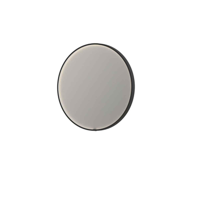 INK SP24 Spiegel - 80x4x80cm - LED onder en boven colour changing - dimbaar - Spiegelverwarming - rond - in stalen kader - aluminium zwart mat