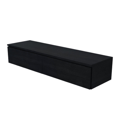 Arcqua Living Onderkast - 140x46x30cm - 2 lades - greeploos - gemelamineerd spaanplaat - oak black