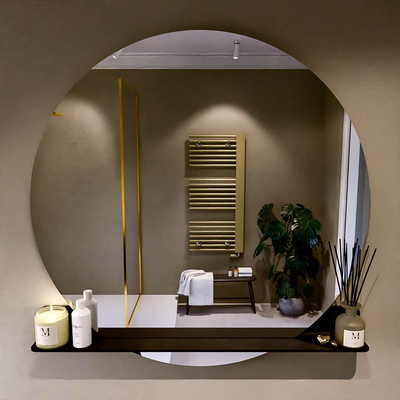 Mondiaz SPOT Badkamerspiegel - rond 120cm - spiegelplanchet - kleur Urban