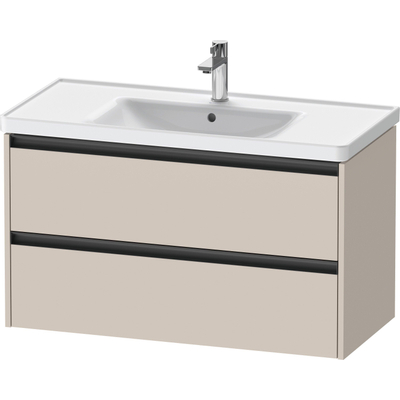 Duravit Ketho 2 wastafelonderbouwkast met 2 laden 98.4x45.5x54.9cm met grepen antraciet taupe mat