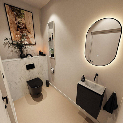 MONDIAZ TURE-DLUX 40cm toiletmeubel Urban. EDEN wastafel Opalo positie rechts. Zonder kraangat.