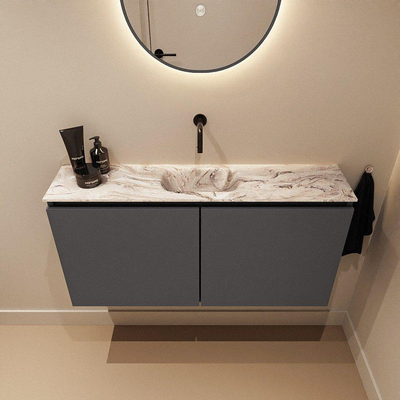 MONDIAZ TURE-DLUX 100cm toiletmeubel Dark Grey. EDEN wastafel Glace positie midden. Zonder kraangat.
