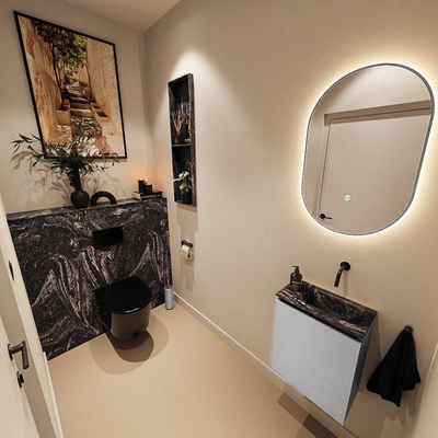 MONDIAZ TURE-DLUX 40cm toiletmeubel Plata. EDEN wastafel Lava positie rechts. Zonder kraangat.