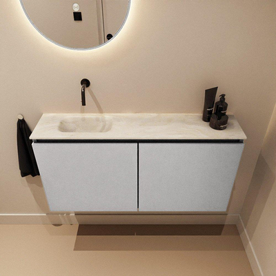 MONDIAZ TURE-DLUX 100cm toiletmeubel Plata. EDEN wastafel Ostra positie links. Zonder kraangat.