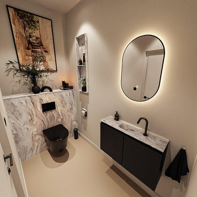 MONDIAZ TURE-DLUX 80cm toiletmeubel Urban. EDEN wastafel Glace positie midden. Met 1 kraangat.