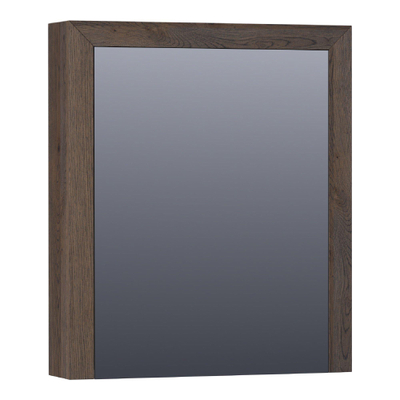 Saniclass Massief eiken spiegelkast 60x70x15cm met 1 linksdraaiende spiegeldeur Hout Black oak