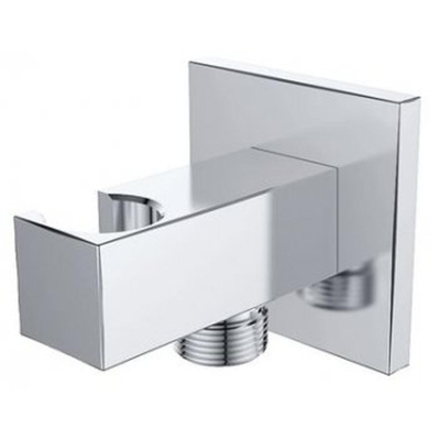 Wiesbaden Wandaansluitbocht met handdouchehouder vierkant 1/2" chroom
