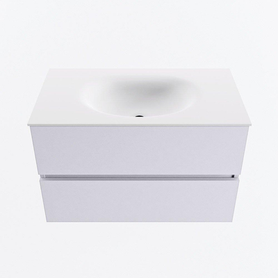 Mondiaz VICA Badkamermeubelset - 80cm - cale - 2 lades - Wastafel MOON - midden - 1 kraangat - kleur talc - XL versie 60cm hoog