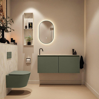 MONDIAZ TURE-DLUX 120cm toiletmeubel Army. EDEN wastafel Ostra positie links. Met 1 kraangat.