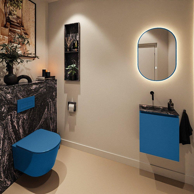 MONDIAZ TURE-DLUX 40cm toiletmeubel Jeans. EDEN wastafel Lava positie links. Zonder kraangat.