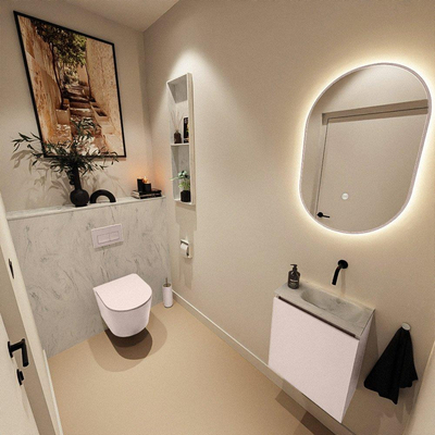MONDIAZ TURE-DLUX 40cm toiletmeubel Rosee. EDEN wastafel Opalo positie rechts. Zonder kraangat.