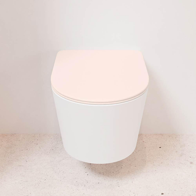 MONDIAZ LAVIE wandclosetpack - 36x53cm - diepspoel - rimless - Talc (offwhite) - softclose - quick-release - toiletzitting - Rosee (roze)