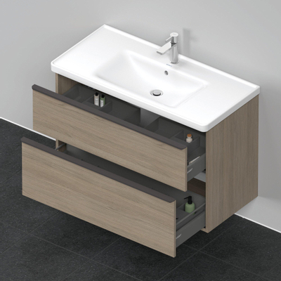 Duravit D-Neo wastafelonderkast 98.4x62.5x45.2cm 2 lades Eiken (terra) Mat