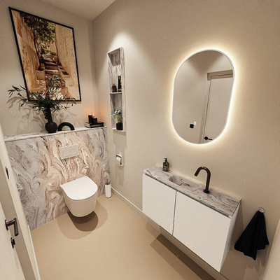 MONDIAZ TURE-DLUX 80cm toiletmeubel Talc. EDEN wastafel Glace positie midden. Met 1 kraangat.