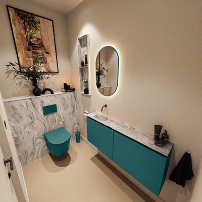 MONDIAZ TURE-DLUX 120cm toiletmeubel Smag. EDEN wastafel Glace positie links. Zonder kraangat.