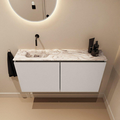 MONDIAZ TURE-DLUX 100cm toiletmeubel Linen. EDEN wastafel Glace positie links. Zonder kraangat.