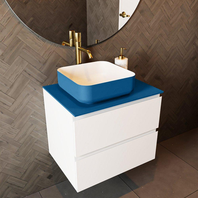 Mondiaz TOP 46 Topblad - 50x46x0.9cm - geschikt voor afdekplaat - Solid surface - Jeans