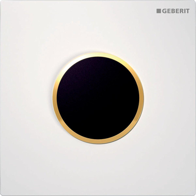 Geberit type 10 urinioir bedieningsplaat - 230V- ronde knop - wit/verguld