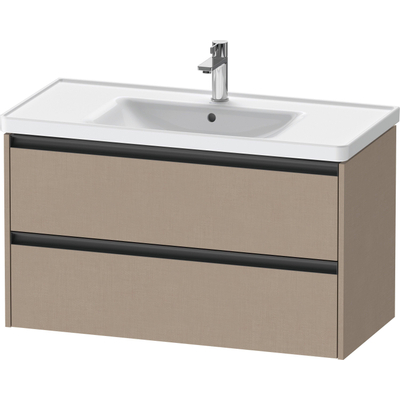 Duravit Ketho 2 wastafelonderbouwkast met 2 laden 98.4x45.5x54.9cm met grepen antraciet Linnen mat