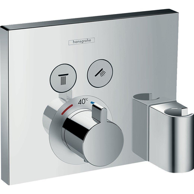 Hansgrohe ShowerSelect Afbouwdeel voor inbouwkraan - thermostatisch - omstel - 2 douchefuncties - Porter wandhouder - Fixfit muuraansluitbocht - chroom
