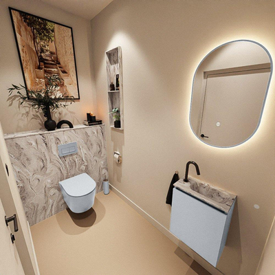 MONDIAZ TURE-DLUX 40cm toiletmeubel Clay. EDEN wastafel Glace positie rechts. Met 1 kraangat.