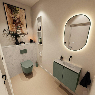 MONDIAZ TURE-DLUX 60cm toiletmeubel Army. EDEN wastafel Opalo positie rechts. Zonder kraangat.