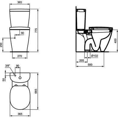 Ideal Standard Connect duoblokpot diepspoel met AO uitlaat wit