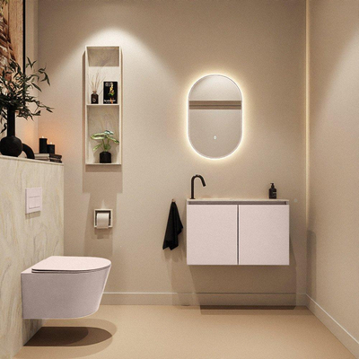 MONDIAZ TURE-DLUX 80cm toiletmeubel Rosee. EDEN wastafel Ostra positie links. Met 1 kraangat.