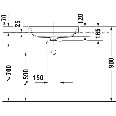 Duravit HappyD 2 Plus waskom rechthoekig zonder kraangat zonder overloop 60x40cm met keramische afdekkap wit/mat antraciet