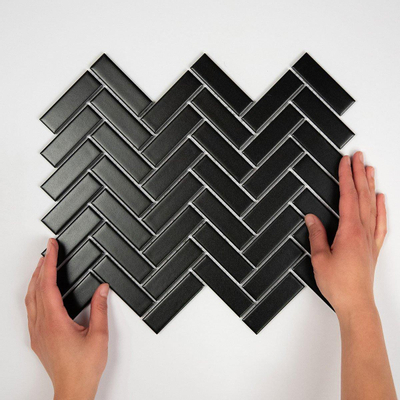The Mosaic Factory Paris mozaïektegel - 24.7x31.8cm - wand en vloertegel - Rechthoek - Porselein Black Mat
