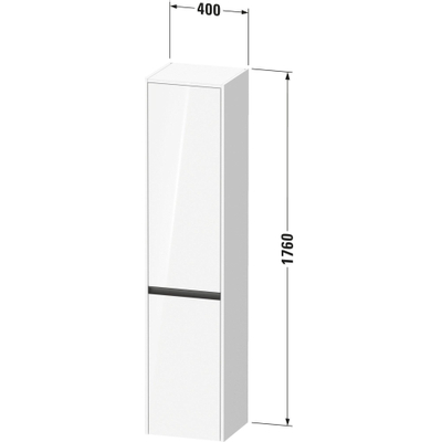 Duravit Ketho.2 Hoge kast 40x36x176cm 2 Linksdraaiende deuren Spaanplaat Betongrijs Mat