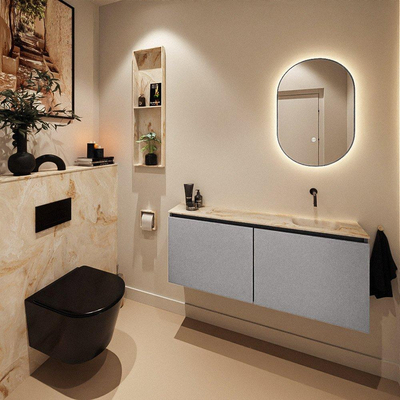 MONDIAZ TURE-DLUX 120cm toiletmeubel Plata. EDEN wastafel Frappe positie rechts. Zonder kraangat.