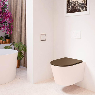 MONDIAZ LAVIE wandclosetpack - 36x53cm - diepspoel - rimless - Rosee (roze) - softclose - quick-release - toiletzitting - Rust (rood)