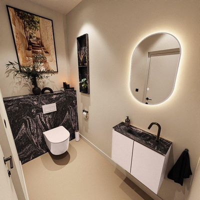 MONDIAZ TURE-DLUX 60cm toiletmeubel Rosee. EDEN wastafel Lava positie midden. Met 1 kraangat.