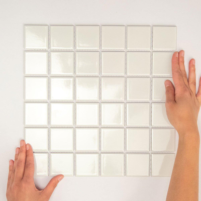 The Mosaic Factory Barcelona mozaïektegel - 30.9x30.9cm - wandtegel - Vierkant - Porselein Extra White Glans