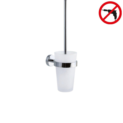 Tesa Smooz Toiletborstel 12x30x12cm zonder boren Zelfklevend Verchroomd Metaal chroom wit