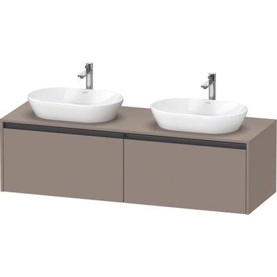 Duravit Ketho 2 wastafelonderbouwkast incl. consoleplaat met 2 laden voor dubbele waskommen 160x55x45.9cm met handgrepen antraciet basalt mat