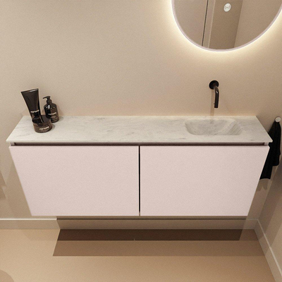 MONDIAZ TURE-DLUX 120cm toiletmeubel Rosee. EDEN wastafel Opalo positie rechts. Zonder kraangat.