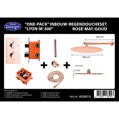 Best Design One Pack inbouw regendoucheset Lyon M 300 rose mat goud